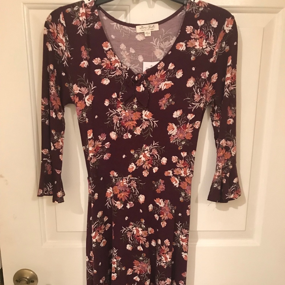 half-sleeve floral dress